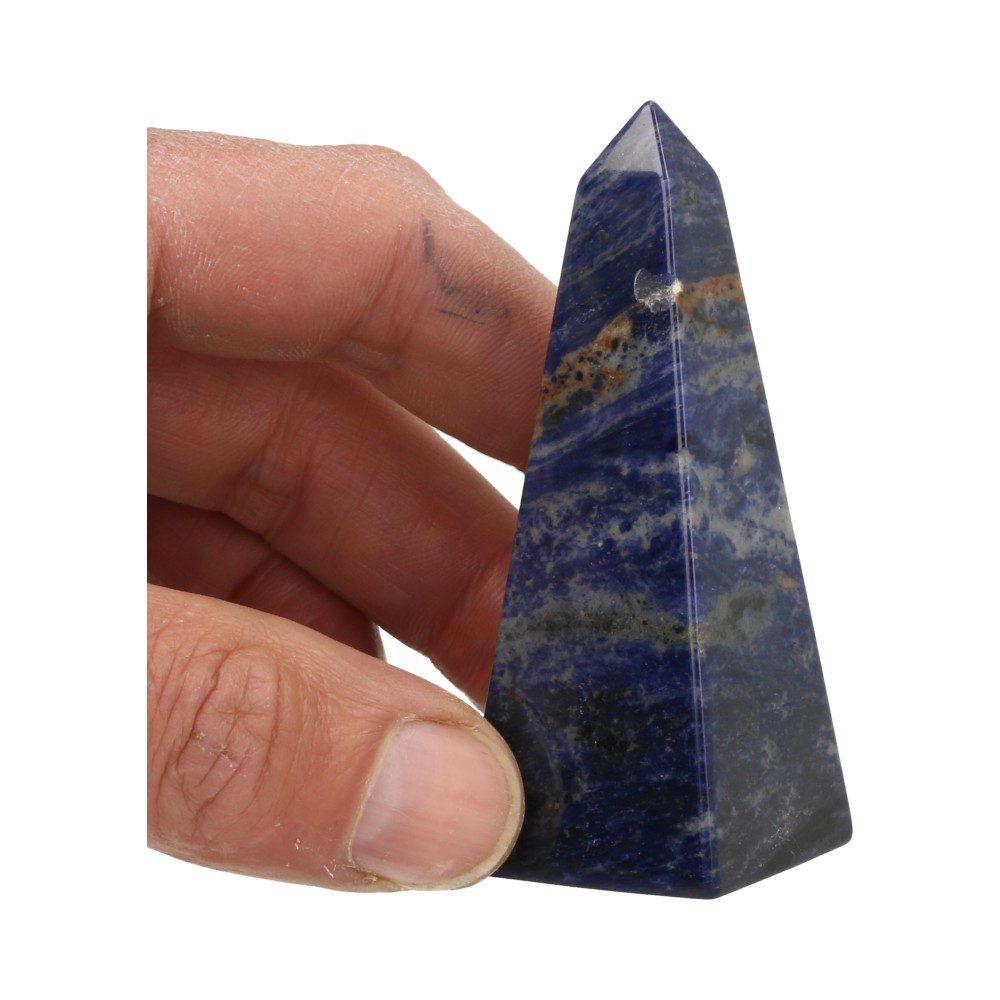 Mooie sodaliet obelisk van 8cm hoog 'nr1' - in hand