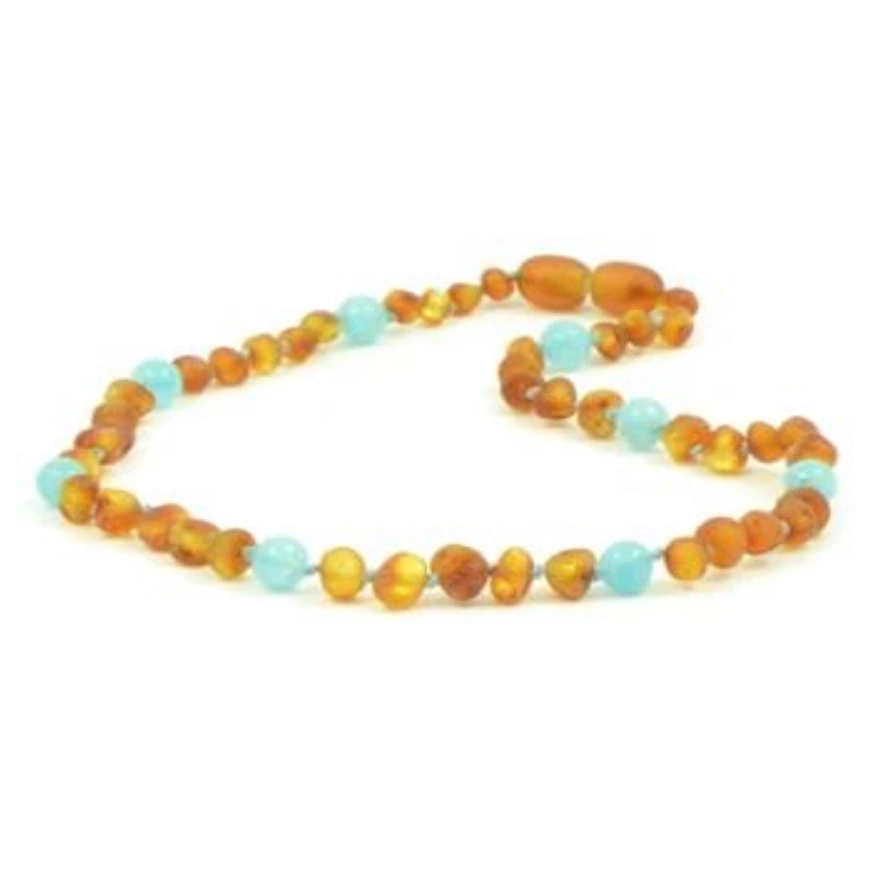 Barnsteen ketting voor baby's met aquamarijn