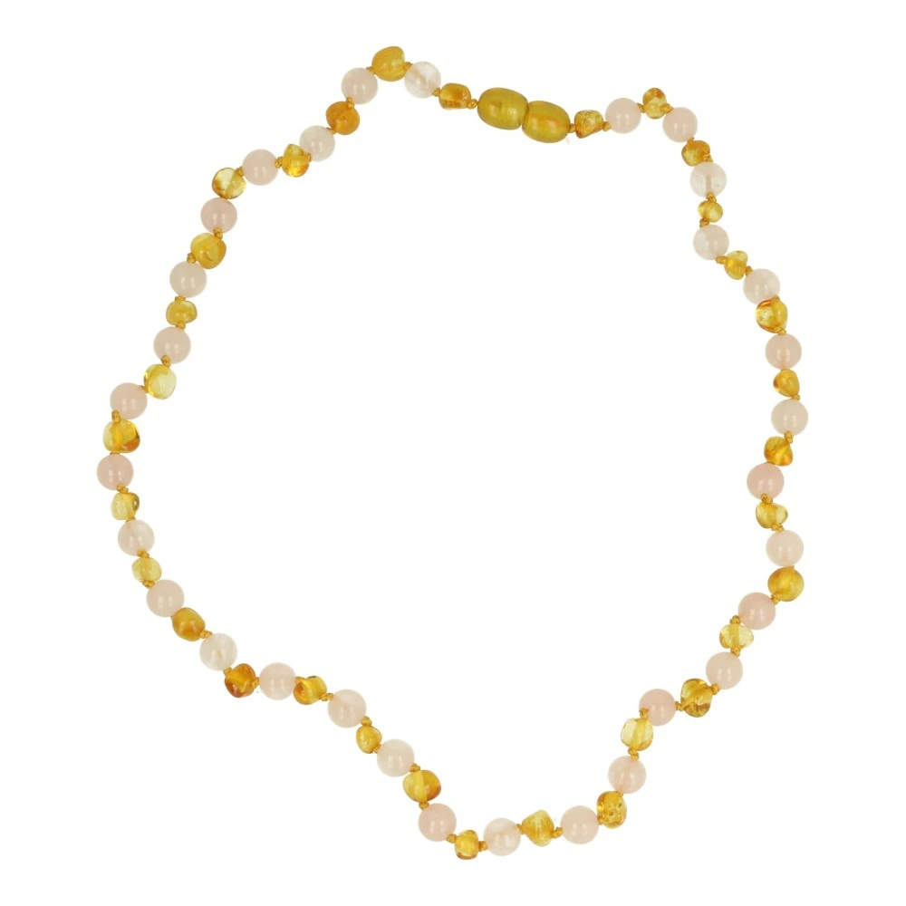 Barnsteen ketting met rozenkwarts 45cm
