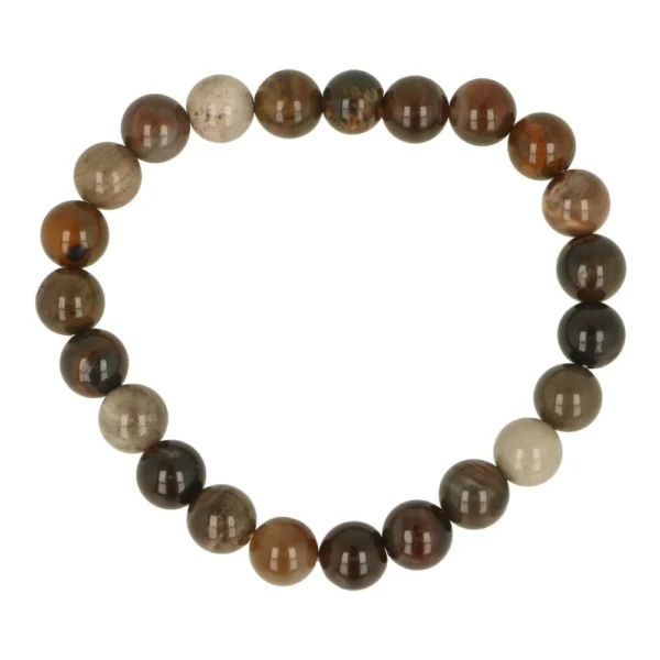 Fraaie versteend hout armband met kralen van 8mm