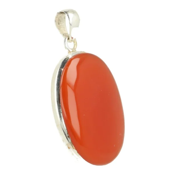 Fraaie rode carneool hanger in zilver van 3,5cm hoog 'nr1'
