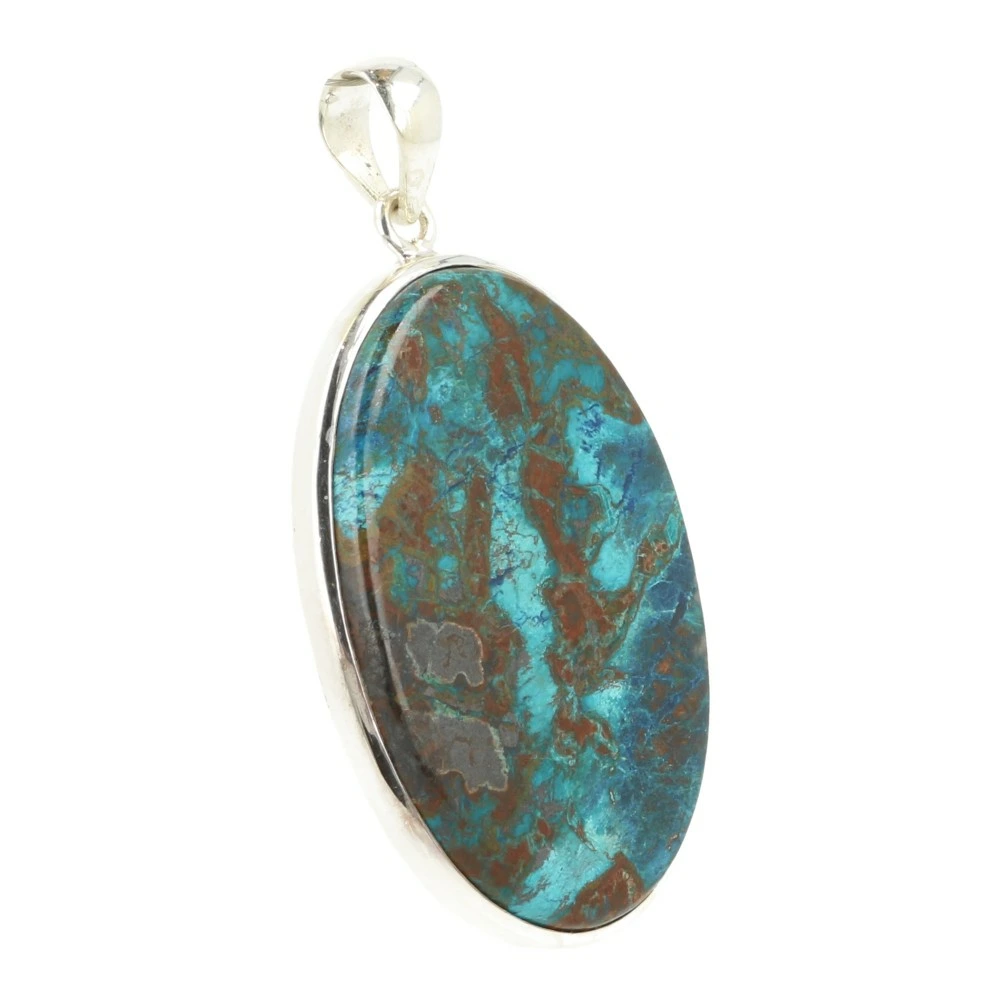 Chrysocolla hanger in zilver 'nr8'