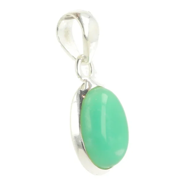 Fraaie kleine chrysopraas hanger in zilver 'nr3'