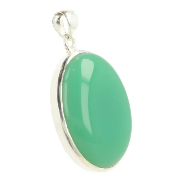Prachtige mintgroene chrysopraas hanger in zilver 'nr5'