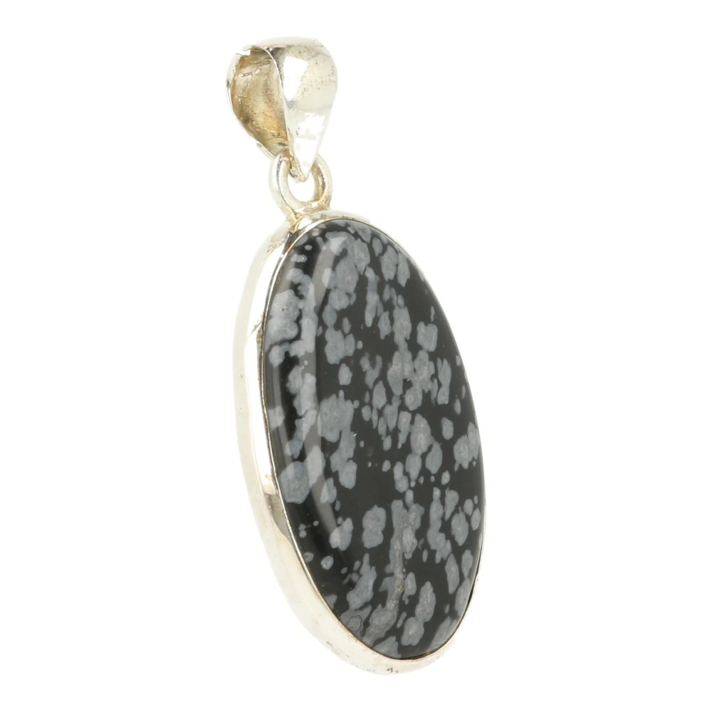 Sneeuwvlok obsidiaan hanger in zilver nr3