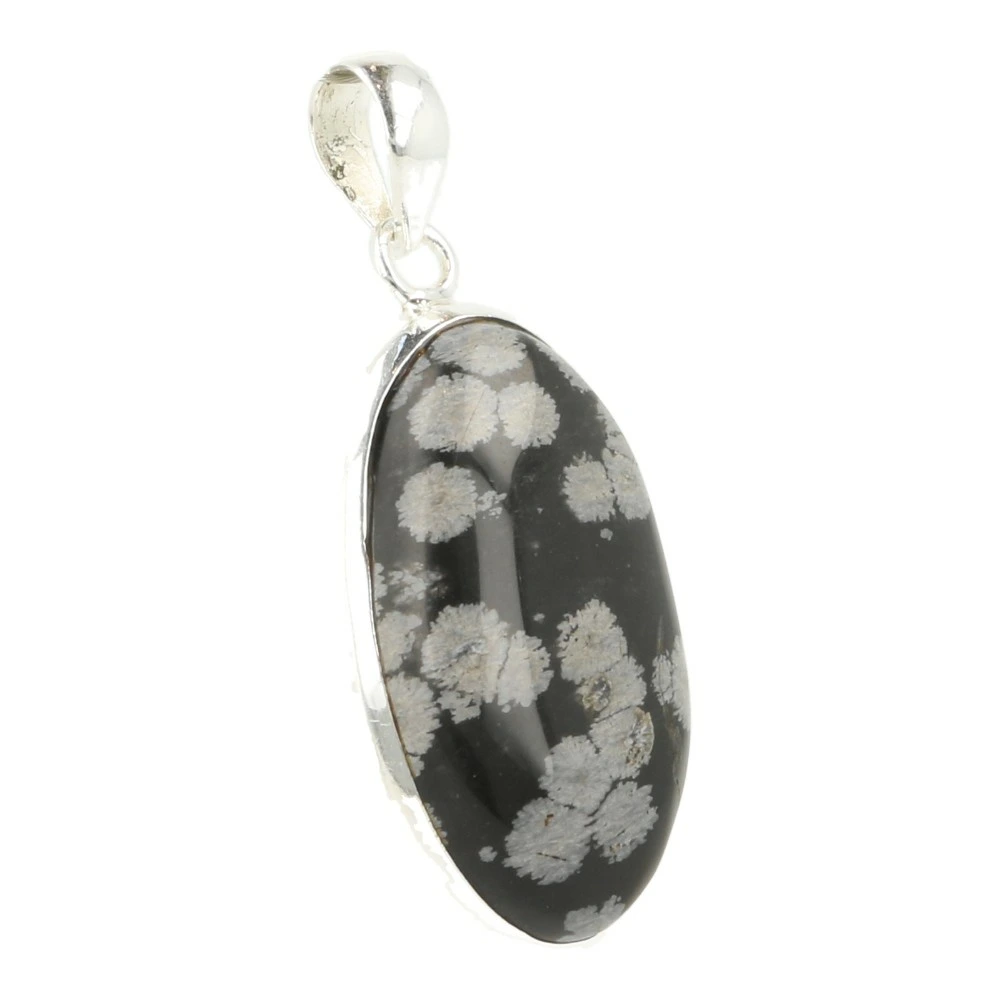Sneeuwvlok obsidiaan hanger in zilver nr6