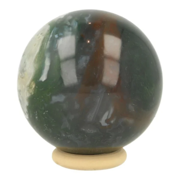 Fraaie mosagaat bol met een diameter. van 56mm op houten ring