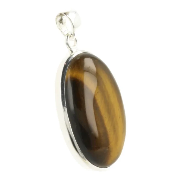 Mooi getekende tijgeroog hanger in zilver 'nr13'