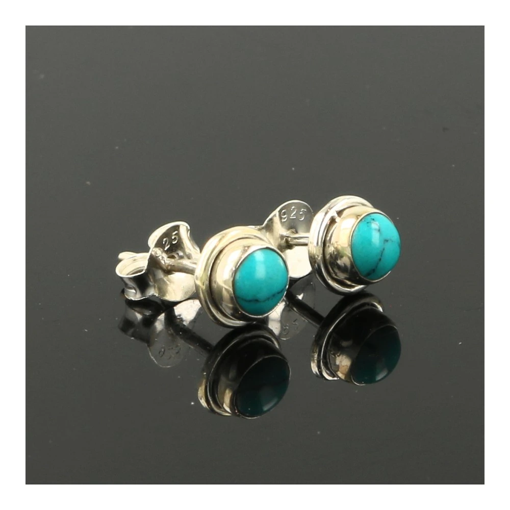 Turquoise oorbel in zilver 4mm 'nr1'