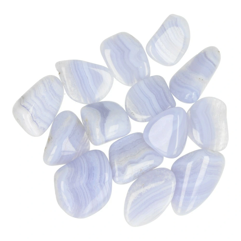Blauwe chalcedoon trommelsteen