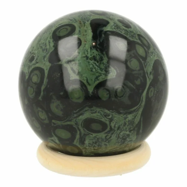 Fraaie kambaba jaspis bol van 7,5cm diameter op houten ring