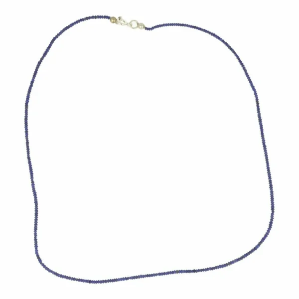 Fraaie donkerblauwe lapis lazuli ketting fijn met kralen van 1,5mm en zilveren sluiting