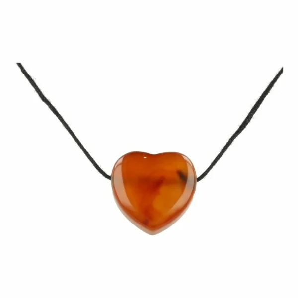 Carneool hartje hanger doorboord van 2cm breed