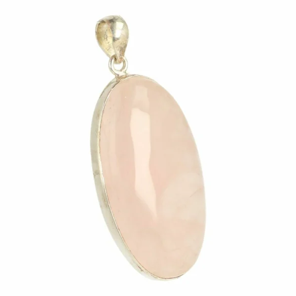 Fraaie grote rozenkwarts hanger in zilver nr10
