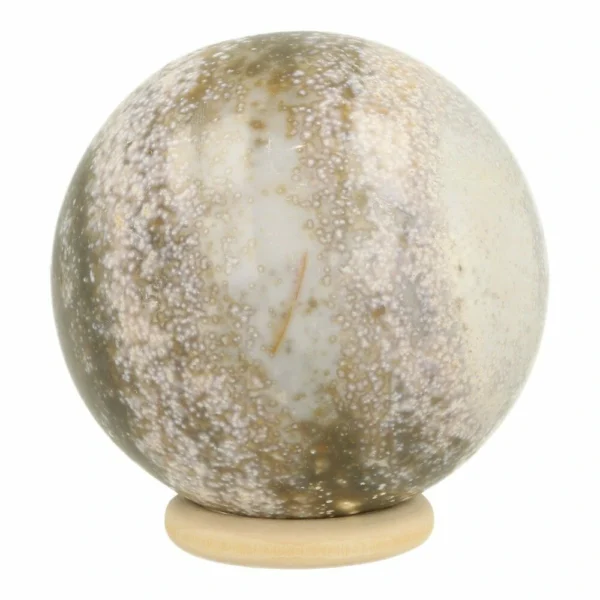 Mooie lichte oceaanjaspis bol met diameter van 72mm op houten ring
