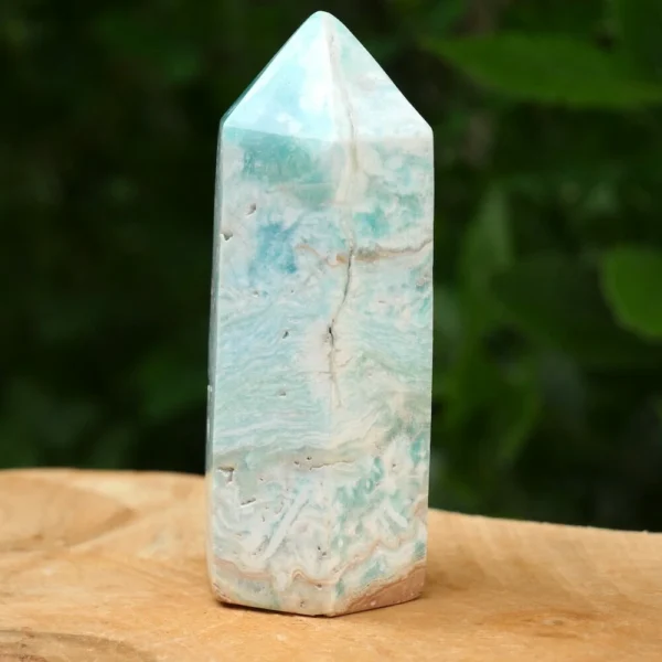 Carribean blue calciet toren van 11cm hoog en zes zijdes