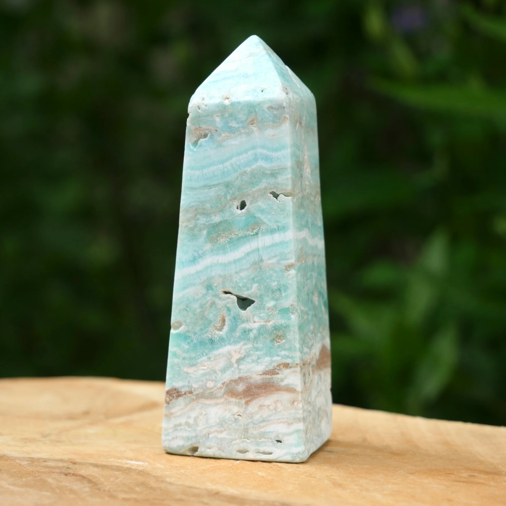 Carribean blue calciet obelisk 97mm