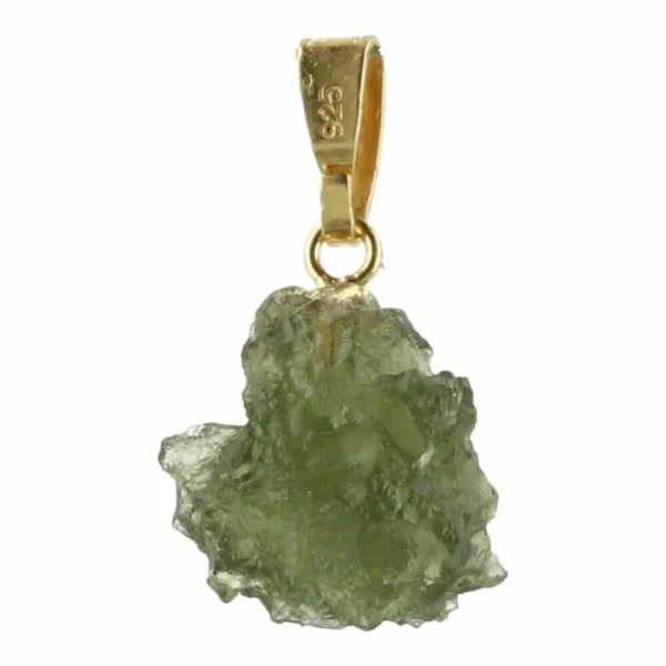 Fraaie moldaviet hanger met gouden oogje (verguld)