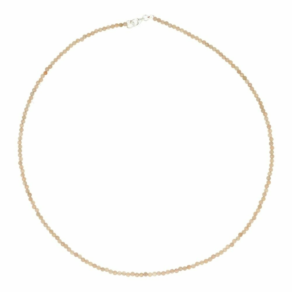 Maansteen ketting 2mm facetgeslepen