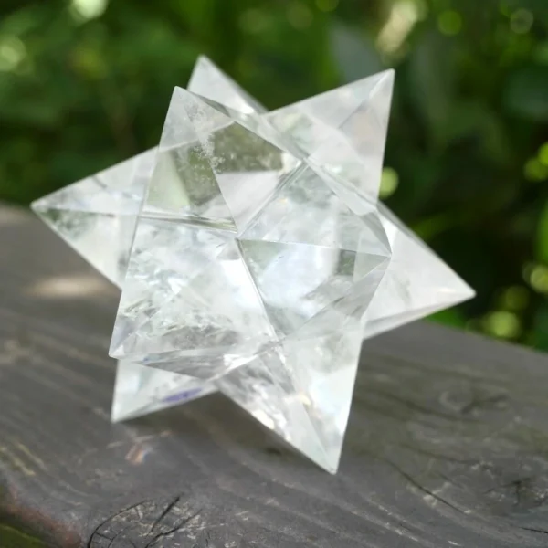Fraaie heldere bergkristal dodecaeder ster van 8cm diameter