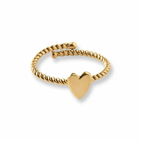 Leuke verstelbare vergulde ring met hartje 'Honorable Heart' van A Beautiful Story