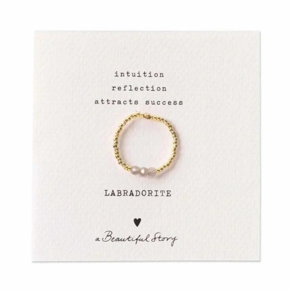 Leuke Labradoriet ring Clarity in goudkleurige uitvoering van A Beautiful Story