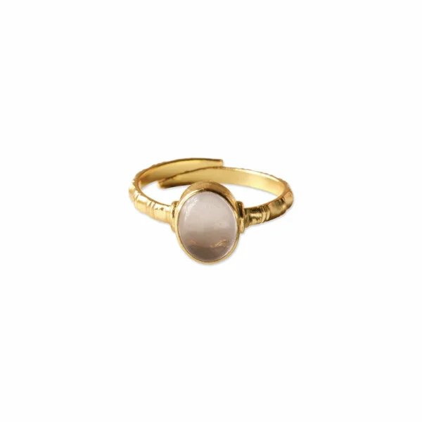 Fraaie rozenkwarts ring verguld 'Certain' van A Beautiful Story