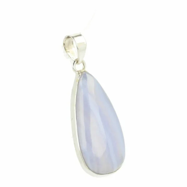 Fraaie blauwe chalcedoon hanger in zilver druppel nr8