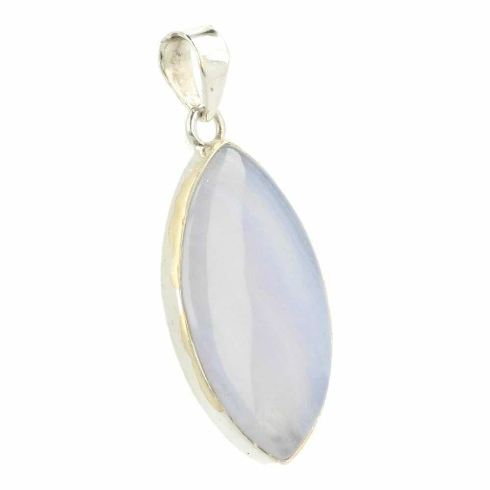 Blauwe chalcedoon hanger in zilver 'nr9'