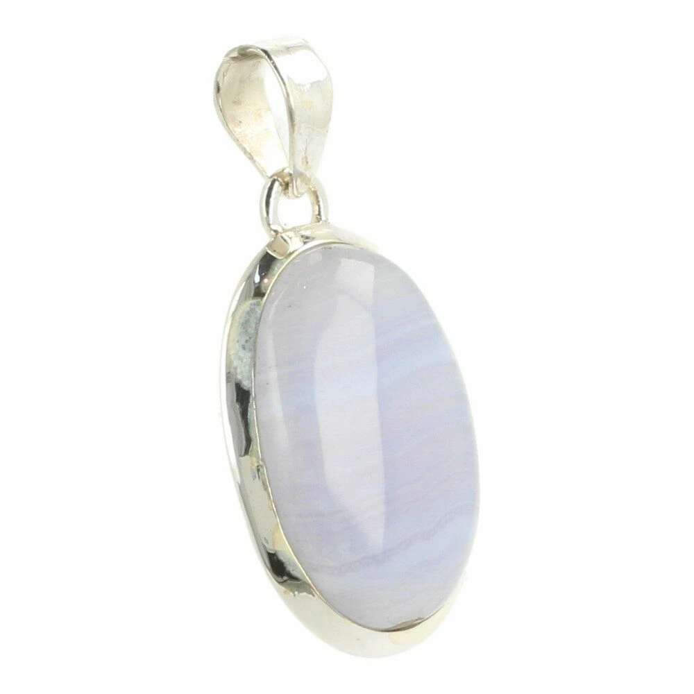 Blauwe chalcedoon hanger in zilver 'nr10'