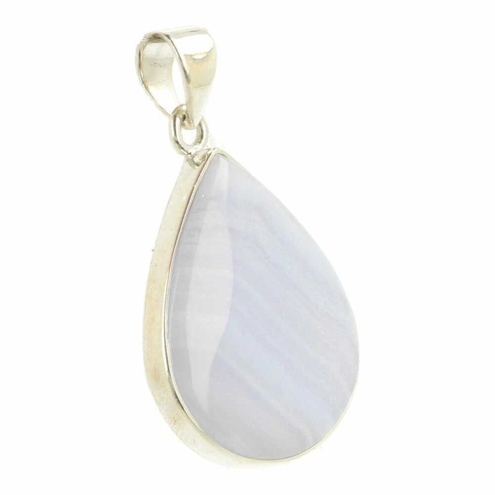 Blauwe chalcedoon hanger in zilver 'nr1'