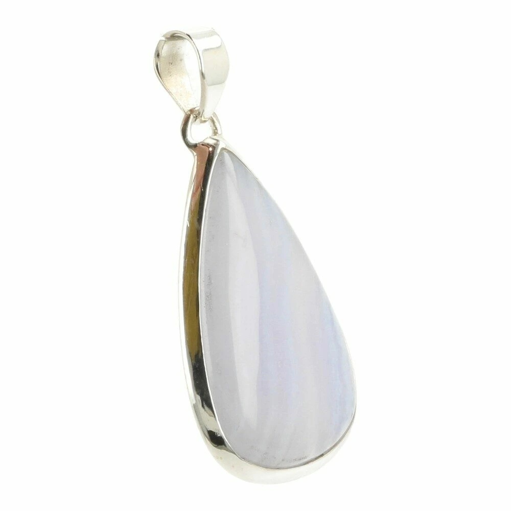 Blauwe chalcedoon hanger in zilver 'nr2'