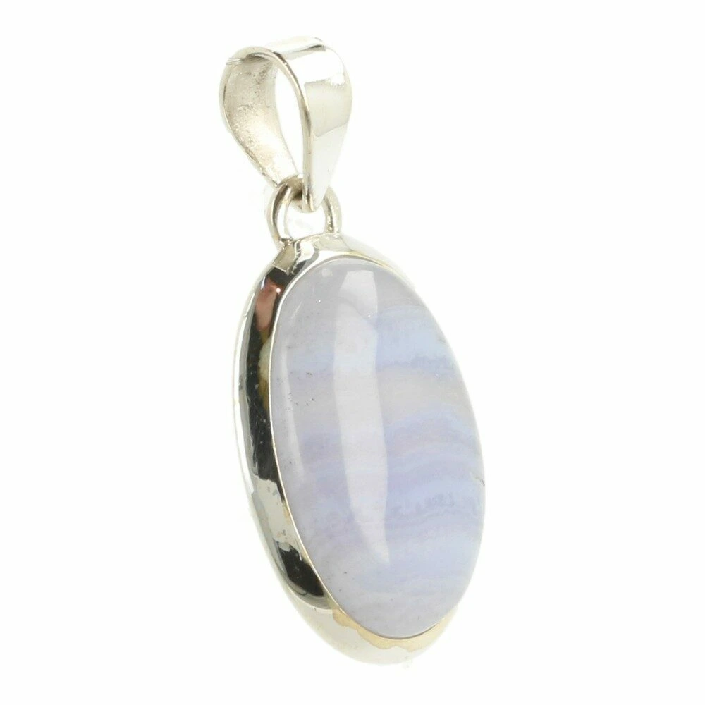Blauwe chalcedoon hanger in zilver 'nr4'