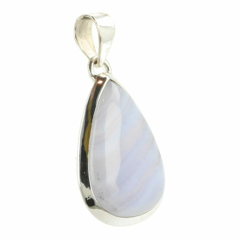 Blauwe chalcedoon hanger in zilver 'nr6'