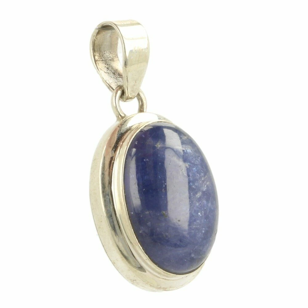 Blauwe kyaniet hanger in zilver nr1