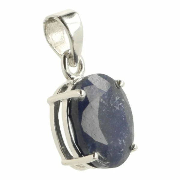 Fraaie blauwe saffier hanger in zilver nr3