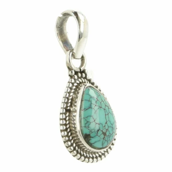 Fraaie turquoise hanger in zilver nr10 met kleine turquoise uit Tibet