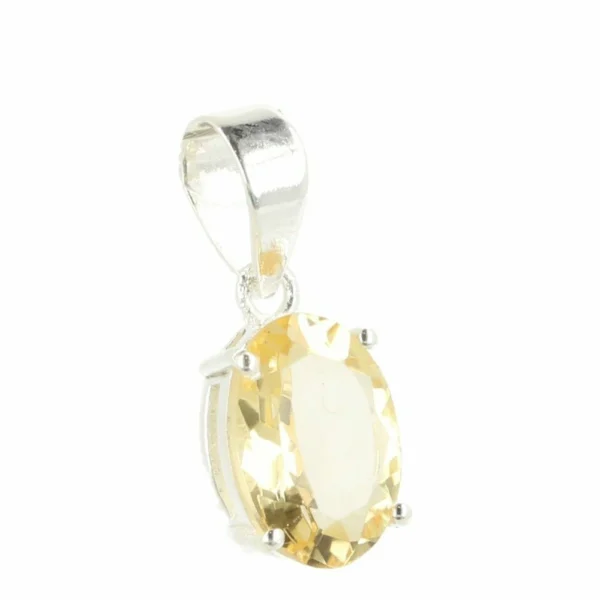 Bijzonder fraaie natuurlijke citrien hanger in zilver nr8 met facet geslepen citrien van 14x10mm