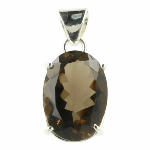 Fraaie donkere rookkwarts hanger in zilver nr9