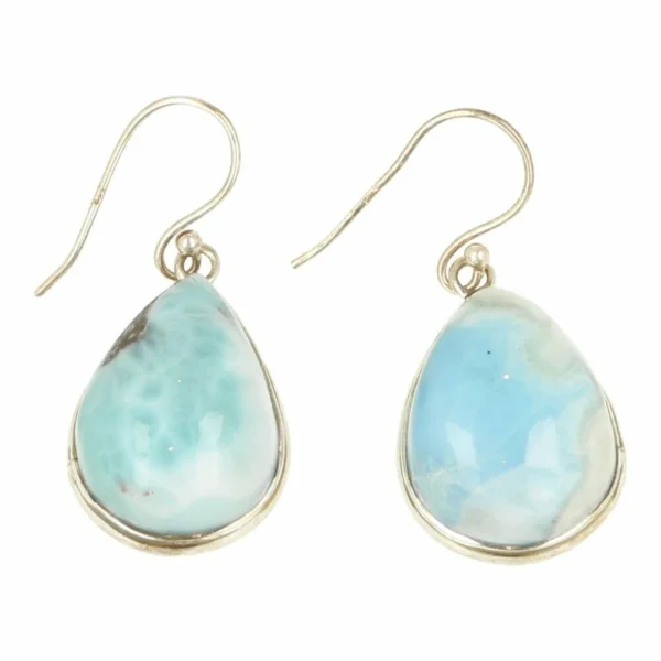 Mooie bolle larimar oorbel in zilver groot nr4