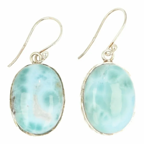 Fraaie groter oorbellen van larimar in zilver nr5 van 2cm hoog