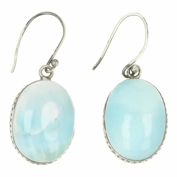 Mooie grote larimar oorbellen in zilver 'nr9'