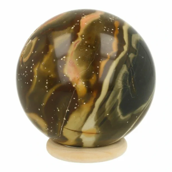 Fraai getekende polychroomjaspis bol van 7,5cm