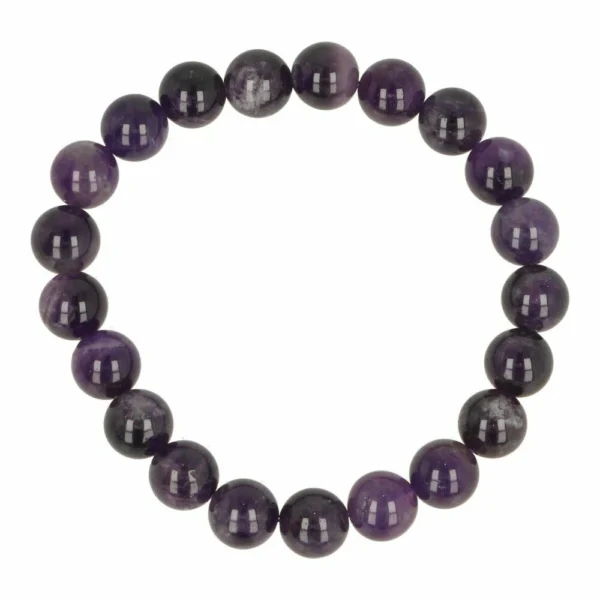 Fraaie donkerpaarse amethist herenarmband met kralen van 10mm en een polsomtrek van 18cm