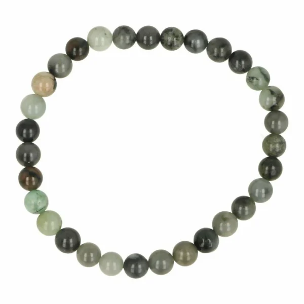 Groen met zwarte smaragd armband met kralen van 6mm op rekbaar koord