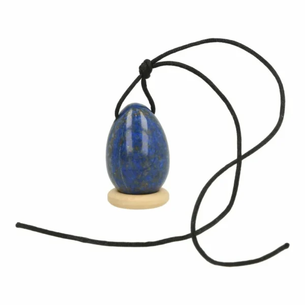 Mooi lapis lazuli yoni ei van 30x20mm op houten ring en met gaatje