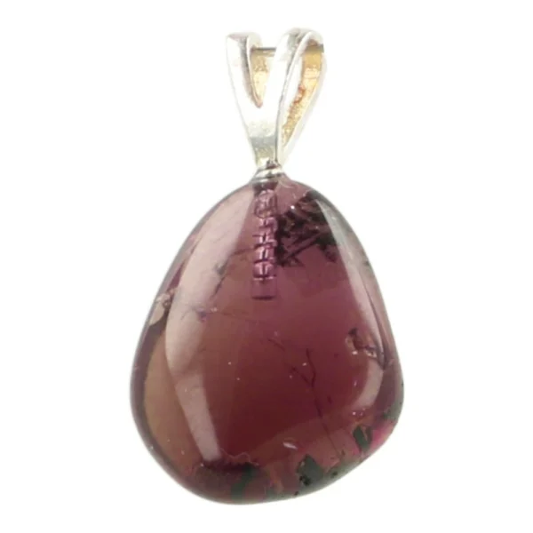 Fraaie rode toermalijn hanger met oogje van zilver 'nr1'