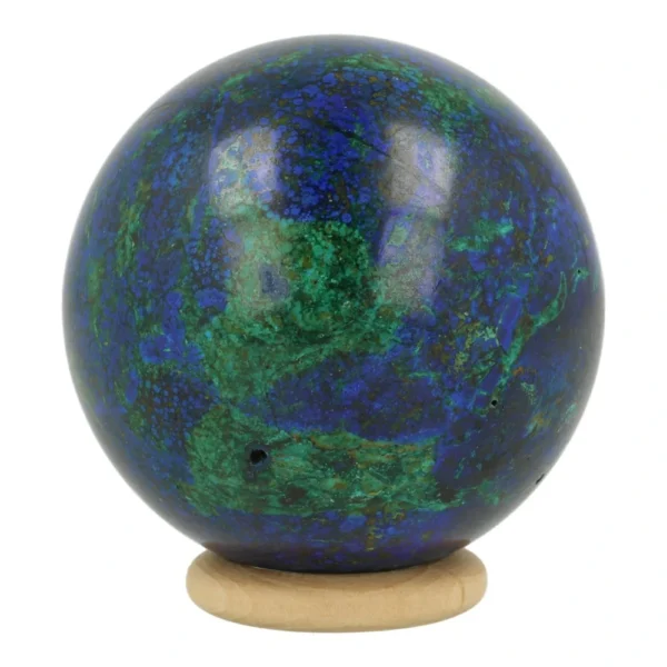 Fraaie A-kwaliteit azuriet met malachiet bol met een diameter van 60mm op houten ring