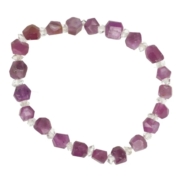 Fraaie robijn met Pakistaanse herkimer diamond armband nr3