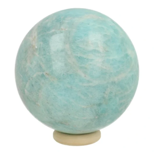 Mooie frisse amazoniet bol met diameter van 51mm op houten ring